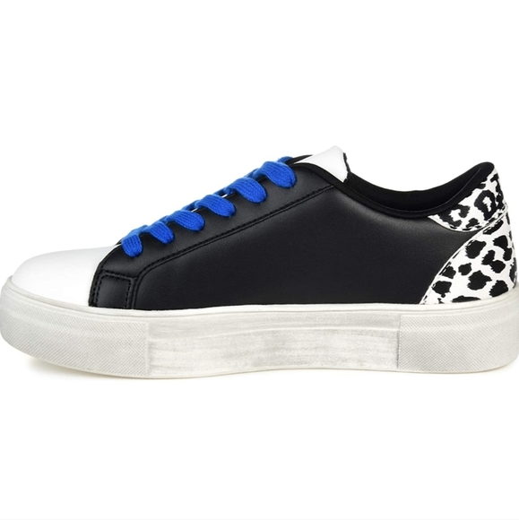 Journee Collection Adair Color Block Sneakers with Animal Print Heel - Picture 9 of 10